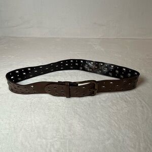 Brown Perforated Leather Belt